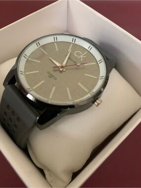 Calvin Klein Grey Y2K Dial Men's Quartz Watch with Red Seconds Hand